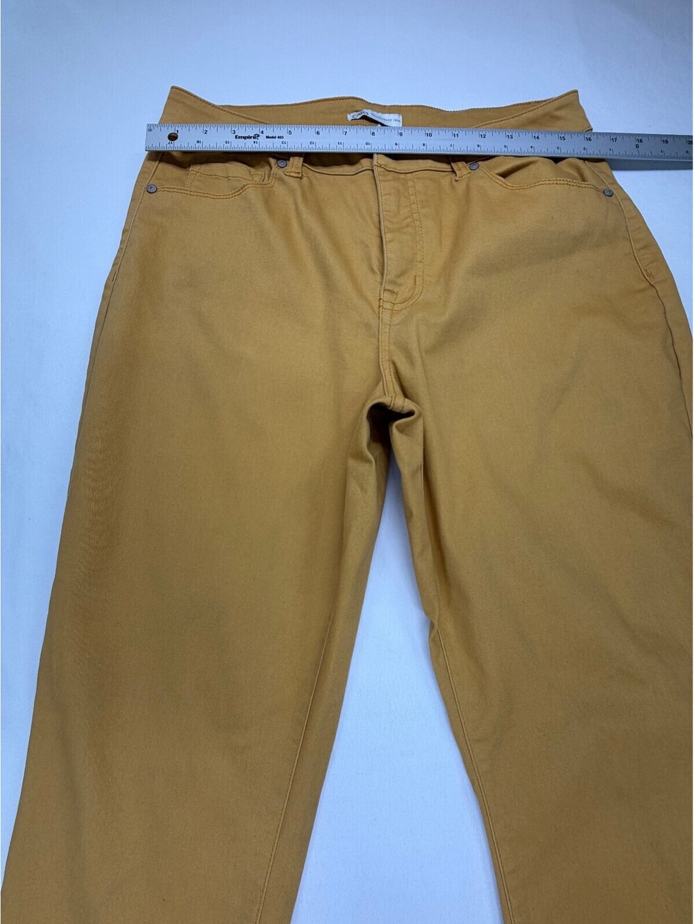 Cato Women's Straight Jeans High Rise 5-Pocket Stretch Size 12 Mustard - Picture 5 of 15